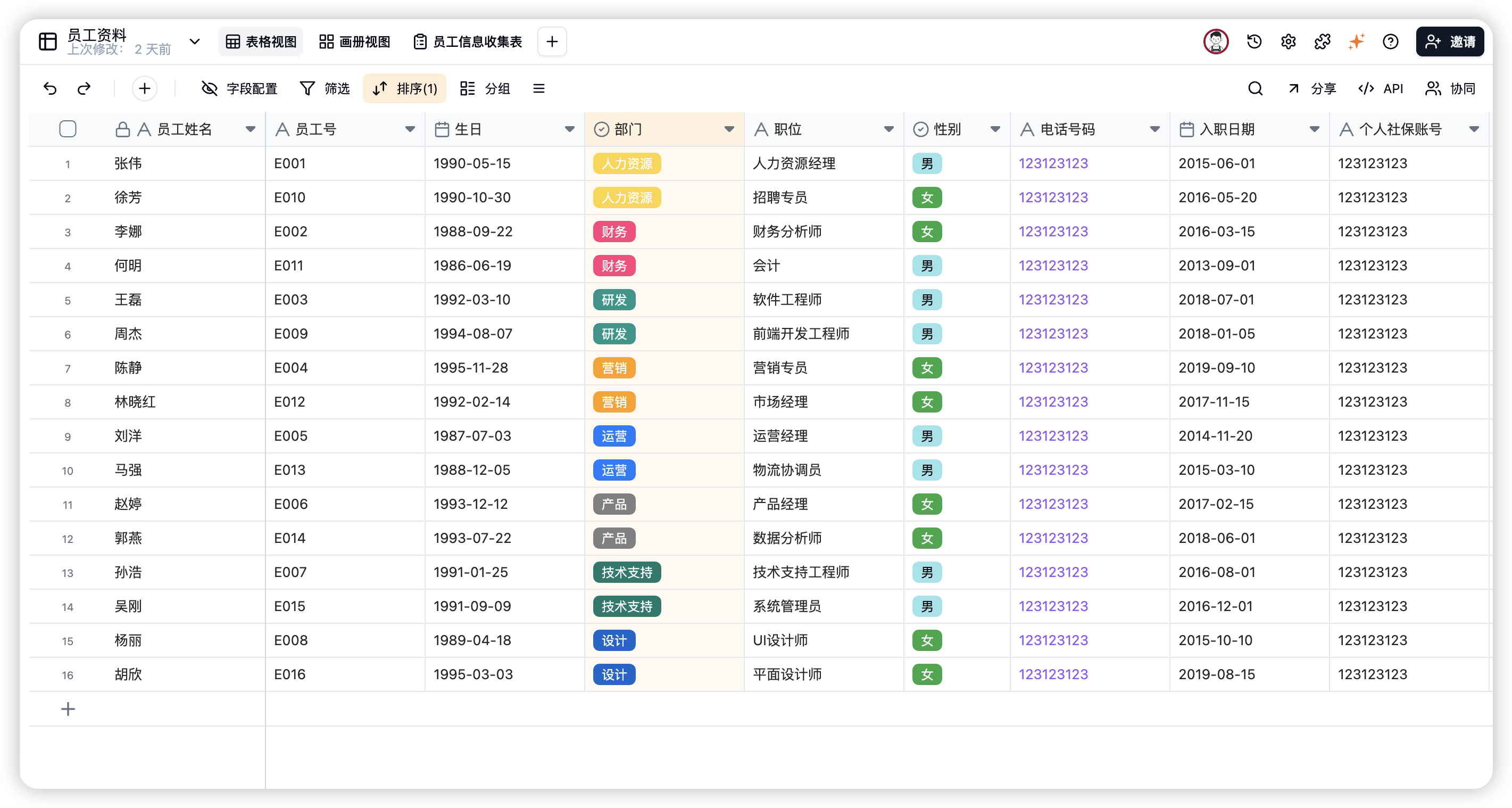员工信息档案